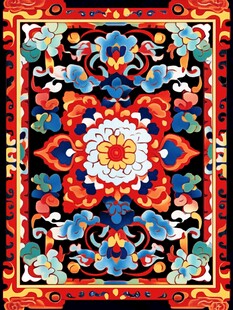 传统中式花卉图案装饰画