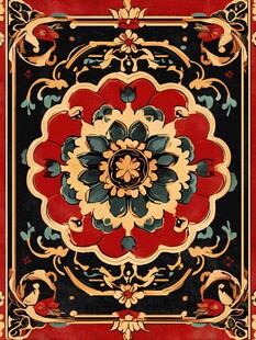 传统中式精美花卉装饰图案