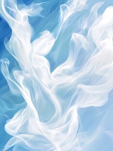 蓝色背景的飘逸白色烟雾