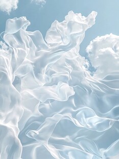 天空中飘逸的白色绸带