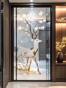 鹿影繁花入户玄关艺术