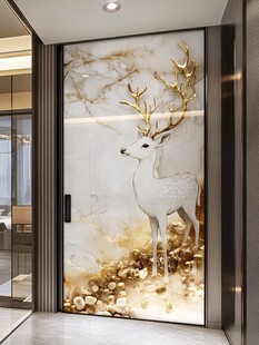 玄关处的麋鹿大理石艺术画