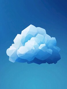 蓝色多边形风格梦幻云朵