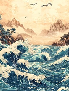 海浪翻涌间的山海景致