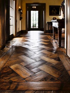 复古拼花木地板走廊景致