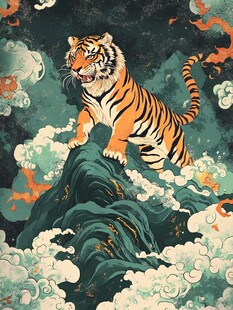 猛虎踞山巅 风云伴虎行