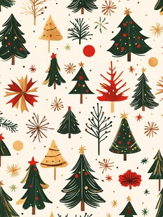 圣诞主题多彩圣诞树图案