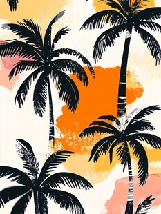 热带风情棕榈树图案设计
