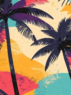 热带风情棕榈树艺术插画