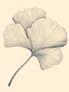 银杏叶手绘插画艺术图