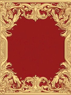 红色背景金色花纹装饰框
