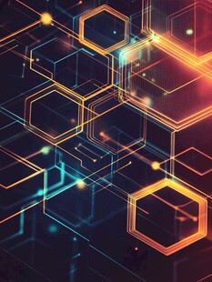 科技感六边形发光线条背景