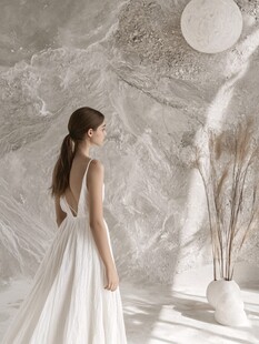 身着白裙的优雅背影女子