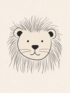 简约卡通狮子头像插画