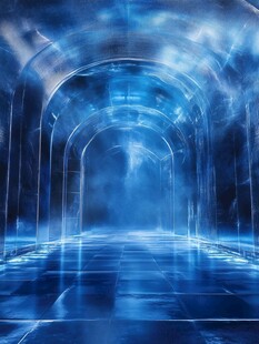 梦幻蓝色科技感隧道空间