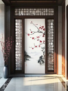 中式玄关 红梅山水意境美