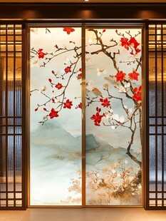 中式花鸟玻璃隔断艺术