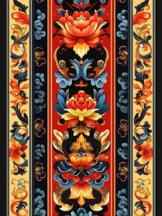 中式传统花卉纹装饰图案