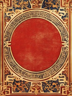 中式古典红色花纹装饰图案