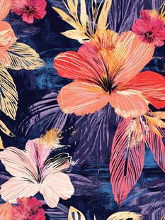 热带花卉图案精美织物