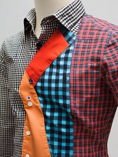 拼接格子衬衫时尚单品