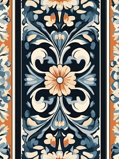 复古花卉条纹图案设计