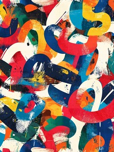 抽象多彩线条艺术画作