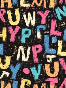 多彩手绘字母无缝背景图案