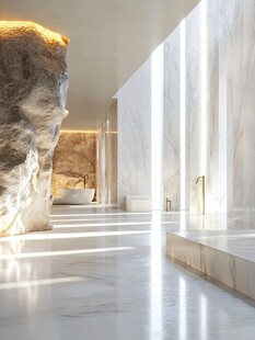 大理石室内与岩石融合空间