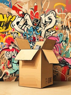 涂鸦前的空纸箱