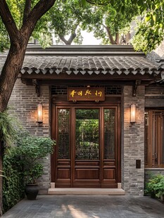 中式古朴庭院入户门景致