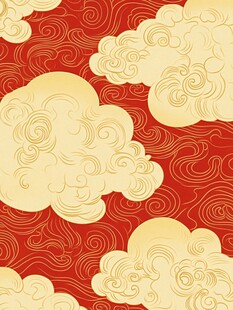中式红云金纹传统图案