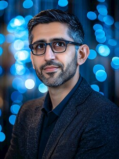 戴眼镜男士的时尚肖像