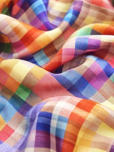 多彩格子布料纹理特写