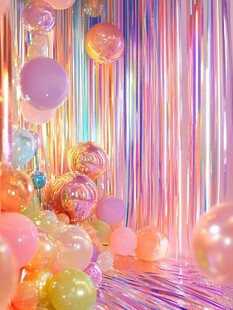 梦幻彩色气球装饰场景