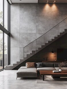 现代极简风客厅楼梯一角