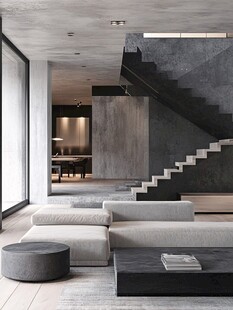 极简工业风客厅楼梯设计