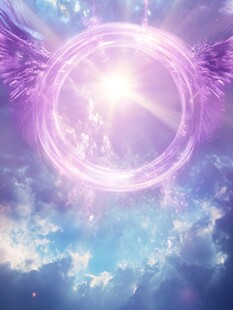梦幻紫翼光环云端景象