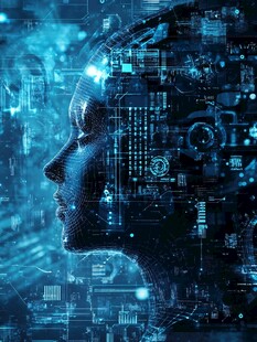 科技感人脑与电路融合图像