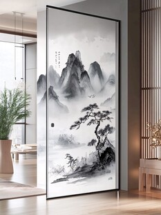 中式水墨山水屏风隔断