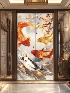 中式玄关锦鲤图装饰画