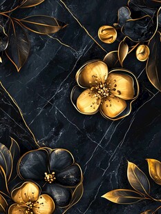 黑金花卉大理石纹理图案