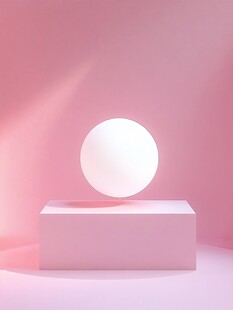 悬浮白球于粉色平台上