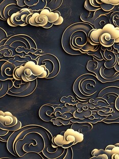 中式浮雕祥云纹理图案