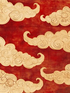 中式古典祥云红色背景图