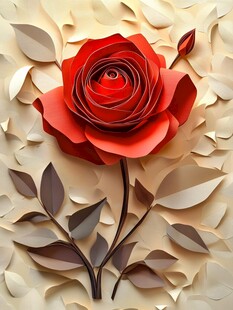 立体纸艺红玫瑰装饰画