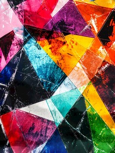 彩色几何碎块抽象艺术画面