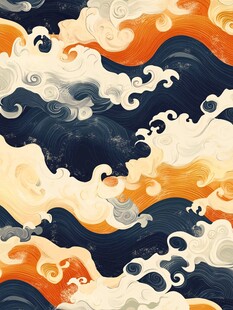 中式海浪纹理图案设计