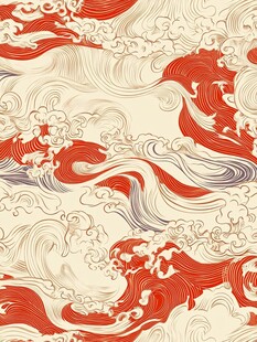 中式海浪纹理图案设计
