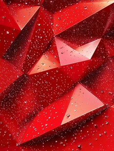 红色立体几何水滴背景图